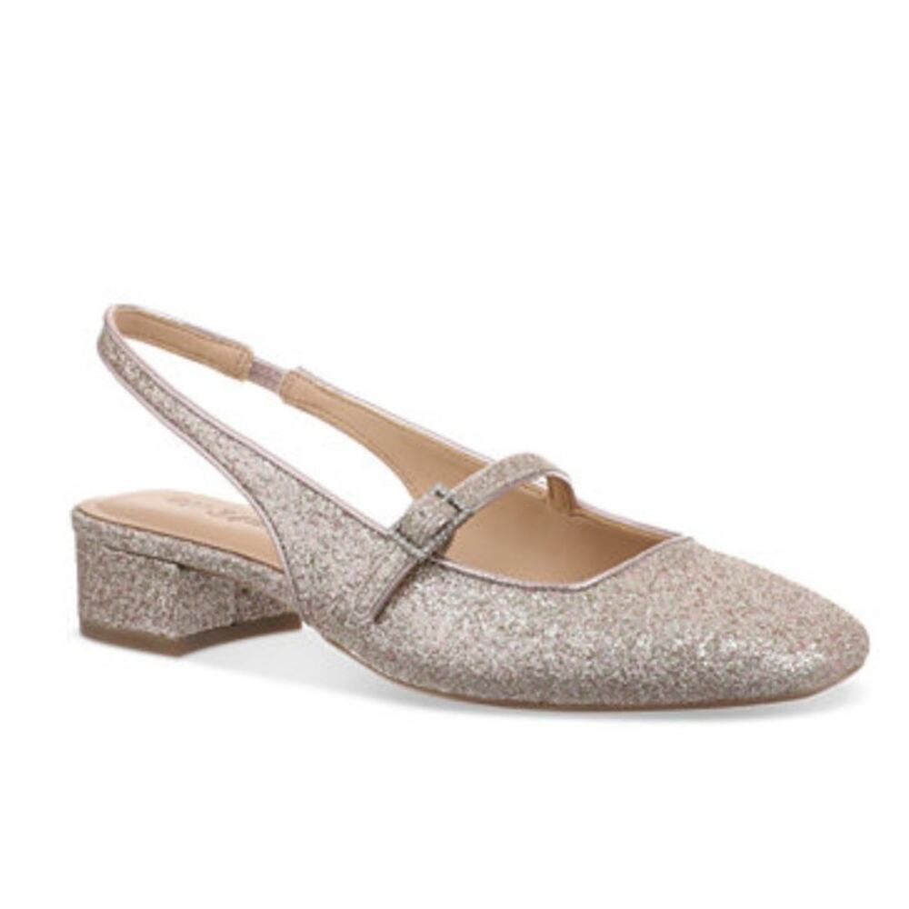 New On 34th Women's Amelia Buckled Slingback Pumps Rose Gold Glitter 8M